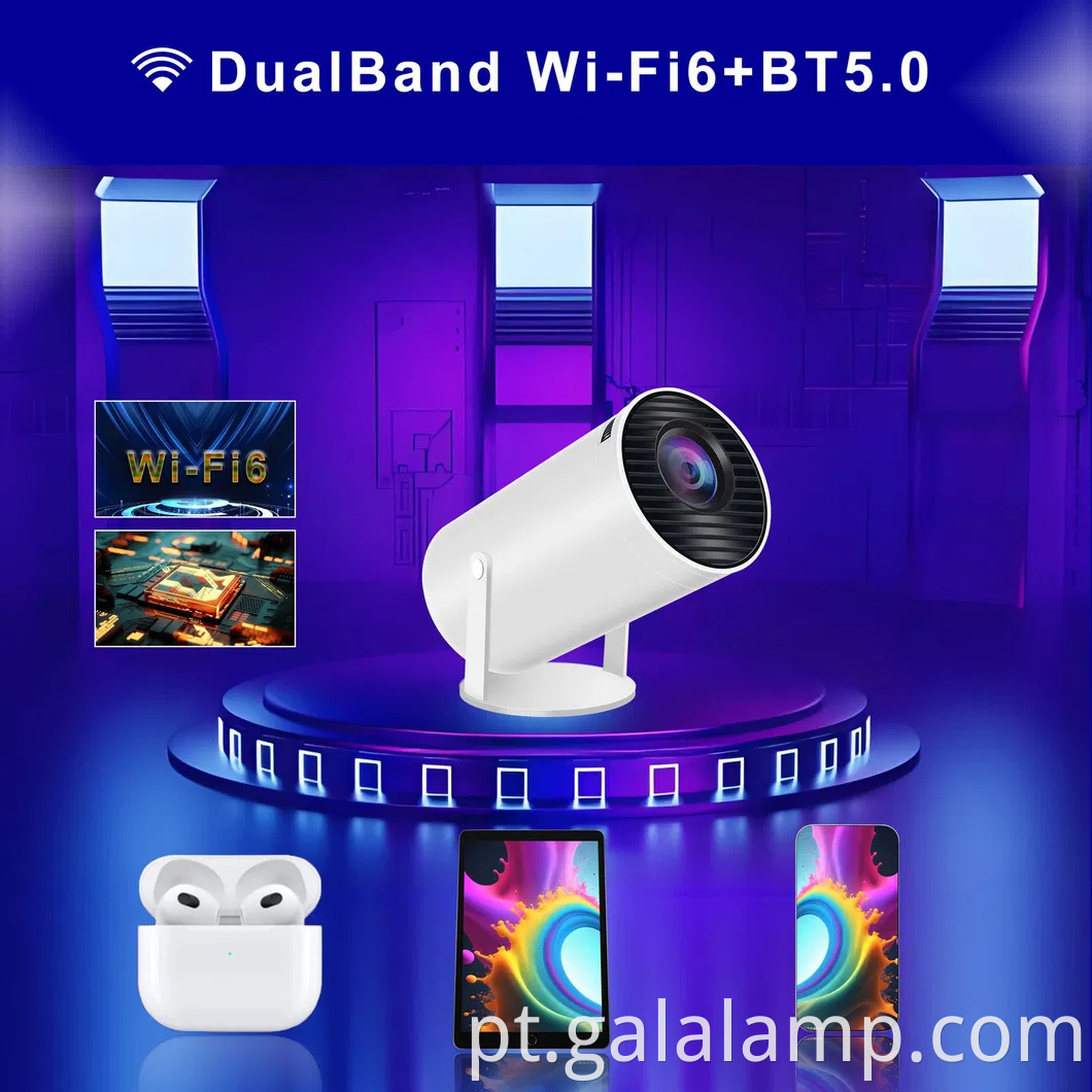 Projetor remoto 4K sem fio com Android 11 e Bluetooth Technology Portable